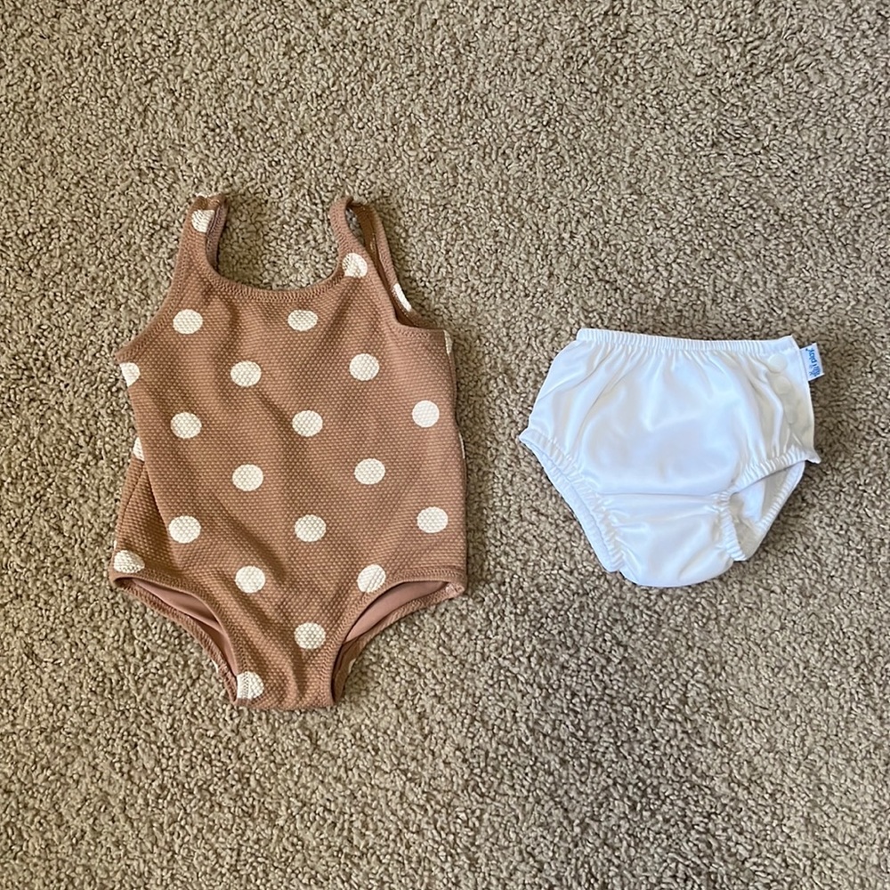 Baby Girl Polka Dot Swimsuit & Diaper